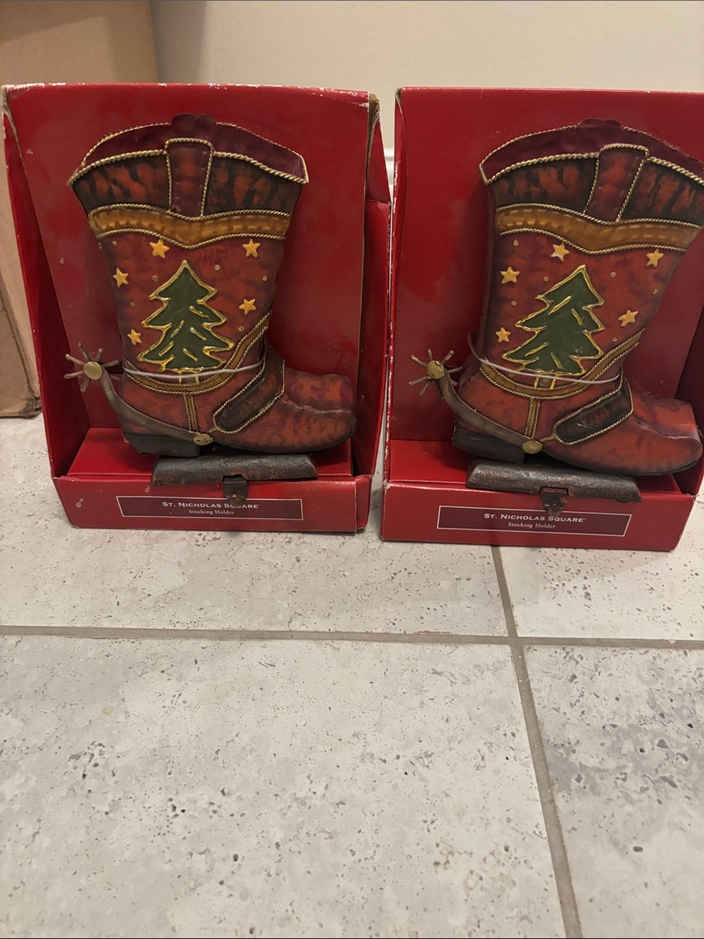 Stocking holders new still in box well made heavy